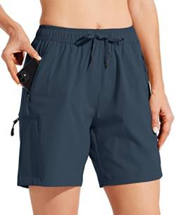 WILLIT Damen Cargo Shorts schnelltrocknend Wandern aktiv Shorts leichte Sport Sommer Shorts mit Taschen Navy Blau L von WILLIT