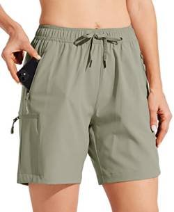 WILLIT Damen Cargo Shorts schnelltrocknend Wandern aktiv Shorts leichte Sport Sommer Shorts mit Taschen Salbei Grün XL von WILLIT