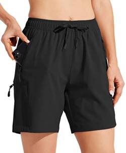 WILLIT Damen Cargo Shorts schnelltrocknend Wandern aktiv Shorts leichte Sport Sommer Shorts mit Taschen Schwarz L von WILLIT