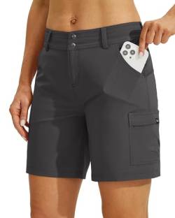 WILLIT Damen Golf Wanderhose Kurz Cargo Shorts Schnelltrockner Sportliche Stretch Shorts Lässige Sommer Shorts Trekkinghose Outdoor leichte mit Taschen 7" Dunkelgrau 34 von WILLIT