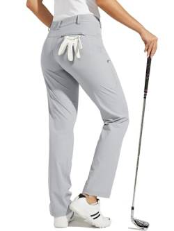 WILLIT Damen Golfhose Stretch Wanderhose Schnelltrocken Leichte Outdoor Arbeitshose Freizeithose mit Taschen Wasserdicht Grau 36 von WILLIT