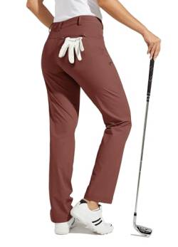 WILLIT Damen Golfhose Stretch Wanderhose Schnelltrocken Leichte Outdoor Arbeitshose Freizeithose mit Taschen Wasserdicht Rostrot 48 von WILLIT