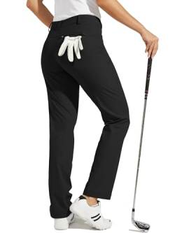 WILLIT Damen Golfhose Stretch Wanderhose Schnelltrocken Leichte Outdoor Arbeitshose Freizeithose mit Taschen Wasserdicht Schwarz 44 von WILLIT