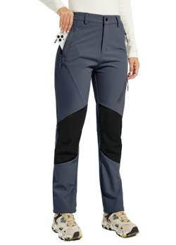 WILLIT Damen Schneehose Thermohose Gefüttert Wanderhose Wasserdicht Softshellhose Skihose Warm Trekkinghose Winter Outdoorthose Isoliert Kaltes Wetter Grau XS von WILLIT