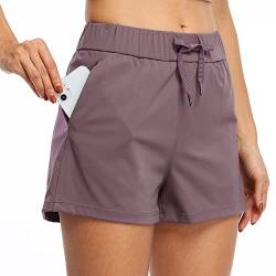 WILLIT Damen Shorts Yoga Lounge Shorts Wandern Aktiv Laufen Shorts Comfy Casual Shorts mit Taschen 2.5" Hellbraun XS von WILLIT