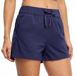 WILLIT Damen Shorts Yoga Lounge Shorts Wandern Aktiv Laufen Shorts Comfy Casual Shorts mit Taschen 2.5" Navy Blau M von WILLIT