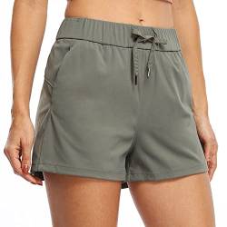 WILLIT Damen Shorts Yoga Lounge Shorts Wandern Aktiv Laufen Shorts Comfy Casual Shorts mit Taschen 2.5" Olivgrün 3XL von WILLIT