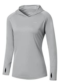 WILLIT Damen UPF 50+ Sonnenschutz Kapuzenpullover SPF Shirt Langarm Wandern Angeln Outdoor Shirt Leichtgewicht Kapuzenpullover Grau L von WILLIT