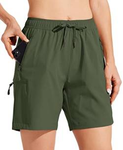 WILLIT Damen Wander Cargo Shorts Schnelltrockner Golf Aktiv Sommer Shorts Leichtgewicht Outdoor Athletic Shorts mit Taschen Armee Grün XXL von WILLIT