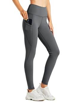 WILLIT Fleece gefütterte Leggings Damen Wasserbeständig Thermohose warme Winterhosen Yogahose Laufhose Strumpfhosen Hohe Taille Dunkelgrau M von WILLIT