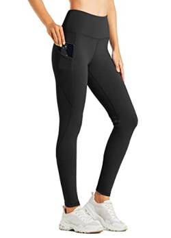 WILLIT Fleece gefütterte Leggings Damen Wasserbeständig Thermohose warme Winterhosen Yogahose Laufhose Strumpfhosen Hohe Taille Schwarz 2XL von WILLIT