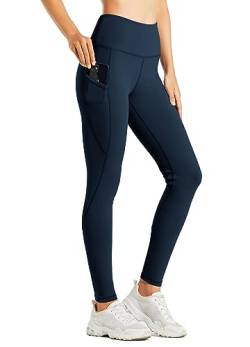 WILLIT Fleece gefütterte Leggings Damen Wasserbeständig Thermohose warme Winterhosen Yogahose Laufhose Strumpfhosen Hohe Taille Tiefblau L von WILLIT