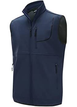 WILLIT Herren Golf Weste Leichtgewicht Fleece gefüttert Weste Softshell Outerwear ärmellose Jacke für Wandern Laufen Causal Blau L von WILLIT