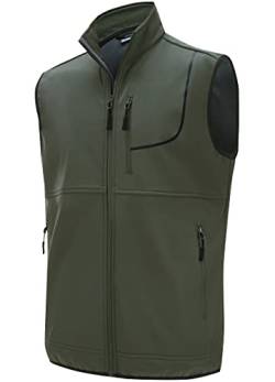 WILLIT Herren Golf Weste Leichtgewicht Fleece gefüttert Weste Softshell Outerwear ärmellose Jacke für Wandern Laufen Causal Grün L von WILLIT