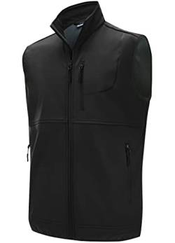 WILLIT Herren Golf Weste Leichtgewicht Fleece gefüttert Weste Softshell Outerwear ärmellose Jacke für Wandern Laufen Causal Schwarz L von WILLIT