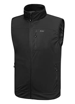 WILLIT Herren Golf Weste Leichtgewichtige Softshell-Weste Ärmellose Jacke für Wandern Laufen Causal Schwarz M von WILLIT