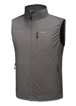 WILLIT Herren Golf Weste Leichtgewichtige Softshell Weste Ärmellose Jacke für Wandern Laufen Causal Stahl Grau L von WILLIT