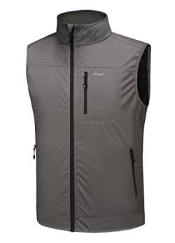 WILLIT Herren Golf Weste Leichtgewichtige Softshell Weste Ärmellose Jacke für Wanderungen Laufen Kausal Stahl Grau - Schwarz Zipper M von WILLIT