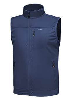 WILLIT Herren Golf Weste Leichtgewichtige Softshell-Weste Ärmellose Jacke für Wanderungen Laufen Kausal Tiefblau XXXL von WILLIT