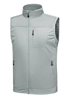 WILLIT Herren Golf Weste Leichtgewichtige Softshell-Weste Ärmellose Jacke zum Wandern Laufen Hellgrau L von WILLIT