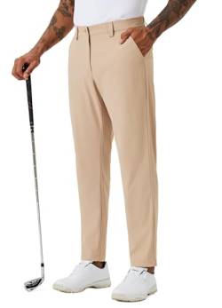 WILLIT Herren Golfhose Stretch Dress Pants Slim Fit Schnelltrockner Casual Arbeitshose Stretchhose Lang mit Taschen 30" Hell Khaki 30W von WILLIT