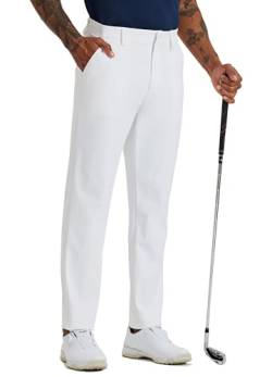 WILLIT Herren Golfhose Stretch Kleid Hose Slim Fit Schnelltrocken Casual Arbeitshose Stretchhose Lang mit Taschen 32" Weiß 42W von WILLIT