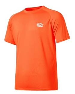 WILLIT Herren Rashguard UV T-Shirt Kurzarm Ärmel Sun Shirt Schwimmshirt UPF 50+ Funktionsshirt Schnelltrocknend Leicht Atmungsaktiv Outdoor Surfen Angeln After Burn 2XL von WILLIT
