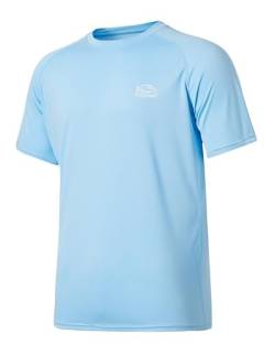 WILLIT Herren Rashguard UV T-Shirt Kurzarm Ärmel Sun Shirt Schwimmshirt UPF 50+ Funktionsshirt Schnelltrocknend Leicht Atmungsaktiv Outdoor Surfen Angeln Blaue 3XL von WILLIT