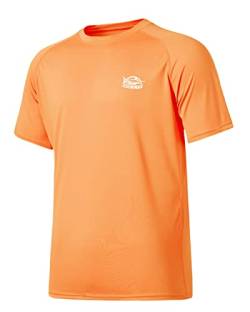 WILLIT Herren Rashguard UV T-Shirt Kurzarm Ärmel Sun Shirt Schwimmshirt UPF 50+ Funktionsshirt Schnelltrocknend Leicht Atmungsaktiv Outdoor Surfen Angeln Orange L von WILLIT