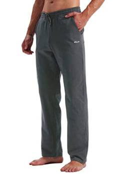 WILLIT Jogginghose Herren Baumwolle Yoga Sweathose Trainingshose unten offen Athletic Sporthose Lounge Pants Loose Männer Yogahose mit Taschen Dunkelgrau L von WILLIT