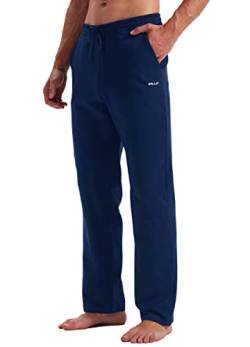 WILLIT Jogginghose Herren Baumwolle Yoga Sweathose Trainingshose unten offen Athletic Sporthose Lounge Pants Loose Männer Yogahose mit Taschen Marineblau XL von WILLIT