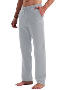 WILLIT Jogginghose Herren Baumwolle Yogahose Sweathose Trainingshose unten offen Athletic Sporthose Lounge Pants Loose Männer mit Taschen Steingrau XL von WILLIT