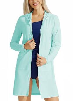 Willit Damen UPF 50+ Strand Cover Up Sonnenschutz Hoodie Lange Jacke LSF Strand Schwimmshirt Leicht, Mintgrün, Large von WILLIT