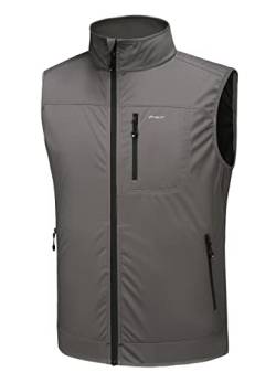 Willit Herren Golfweste Leichte Softshellweste Oberbekleidung Ärmellose Jacke für Wandern Laufen Causal Steel Grey - Schwarzer Reißverschluss XL von WILLIT