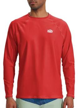 Willit Herren Rash Guard Swim Shirts LSF Wasser Sonne Shirt Langarm UPF 50+ UV-Schutz Loose Fit Quick Dry, Rot/Ausflug, einfarbig (Getaway Solids), XL von WILLIT