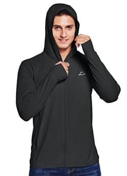 Willit Herren UPF 50+ Sonnenschutz Jacke mit Kapuze LSF Angeln UV Shirt Wandern Shirt Langarm Full Zip, Herren, schwarz, XX-Large von WILLIT