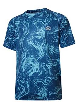 Willit Herren UPF 50+ Sonnenschutz Shirt Rashguard Schwimmshirt Kurzarm LSF Quick Dry Angelshirt, blue wave, XXL von WILLIT