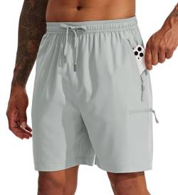 Willit Herren Wandershorts Cargo Shorts Quick Dry Golf Athletic Shorts 17,8 cm Leichte Sommer Shorts mit Taschen Hellgrau XL von WILLIT