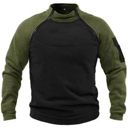 WILMOT Herren Quarter Zip Fleece Pullover Langarm Sweatshirt Outdoor Taktisch Weich Warm Polar Fleecejacke(Green,M) von WILMOT