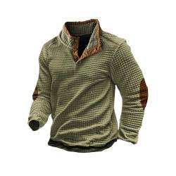 WILMOT Herren Quarter Zip Fleece Pullover Langarm Sweatshirt Outdoor Taktisch Weich Warm Polar Fleecejacke(Green,XL) von WILMOT