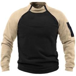 WILMOT Herren Quarter Zip Fleece Pullover Langarm Sweatshirt Outdoor Taktisch Weich Warm Polar Fleecejacke(Khaki,XL) von WILMOT