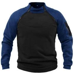 WILMOT Herren Quarter Zip Fleece Pullover Langarm Sweatshirt Outdoor Taktisch Weich Warm Polar Fleecejacke(Navy,L) von WILMOT