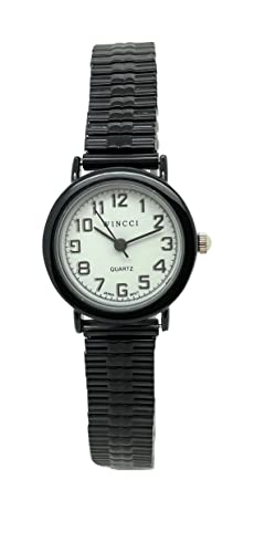 Wincci Damen-Armbanduhr, klassisch, klein, rund, elastisches Band schwarz von WINCCI