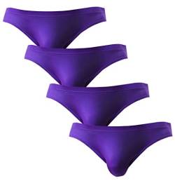 WINDAY Herren Slip atmungsaktiv Ice Silk Triangle Bikini und Slip N04, 4er Pack lila, Medium von WINDAY