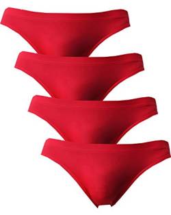 WINDAY Herren Slip atmungsaktiv Ice Silk Triangle Bikini und Slip N04, 4er Pack rot, Medium von WINDAY
