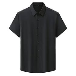 WINDEHAO Herren Übergröße 10XL Anti-Falten-Hemd, bügelfrei, hohe Stretch-Eisseide-Hemd, schmales Button-Down-Business-formelles Kleid (schwarz, 225/159) von WINDEHAO