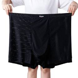 WINDEHAO Übergröße 13XL-210 kg Herren-Boxershorts, 3 Stück nahtlose Eisseide-Unterwäsche, lockere Elastizität, Mesh, atmungsaktive Unterhose (schwarz, 10XL) von WINDEHAO