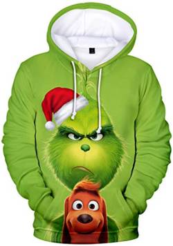 WINKEEY Damen Lustiger Weihnachtstag Hoodie Merry Christmas Pullover mit Kapuze 3D Druck Frohe Weihnachten Katze Elch Santa Weihnachtsmann Muster, 20 XS von WINKEEY