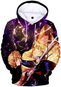 WINKEEY Herren Manga Hoodie Anime Nezuko Cosplay Kapuzenpullover Tanjiro Inosuke Zenitsu Oversized Pulli 3D Druck Fashion Streetwear, 02 S von WINKEEY