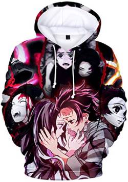 WINKEEY Herren Manga Hoodie Anime Nezuko Cosplay Kapuzenpullover Tanjiro Inosuke Zenitsu Oversized Pulli 3D Druck Fashion Streetwear, 06 S von WINKEEY